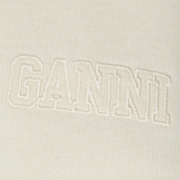 Ganni Isoli Oversized Crewneck Sweatshirt Cream White Size Small Medium Like New - Picture 2 of 13